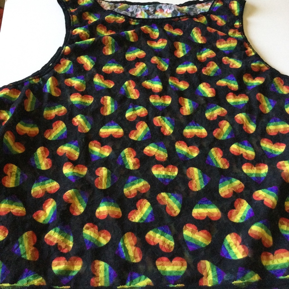 HANKY PANKY PLAYFUL PRIDE CROPPED TANK LACE BLACK MULTI SIZE 3X NWOT